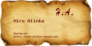 Hirs Alinka névjegykártya